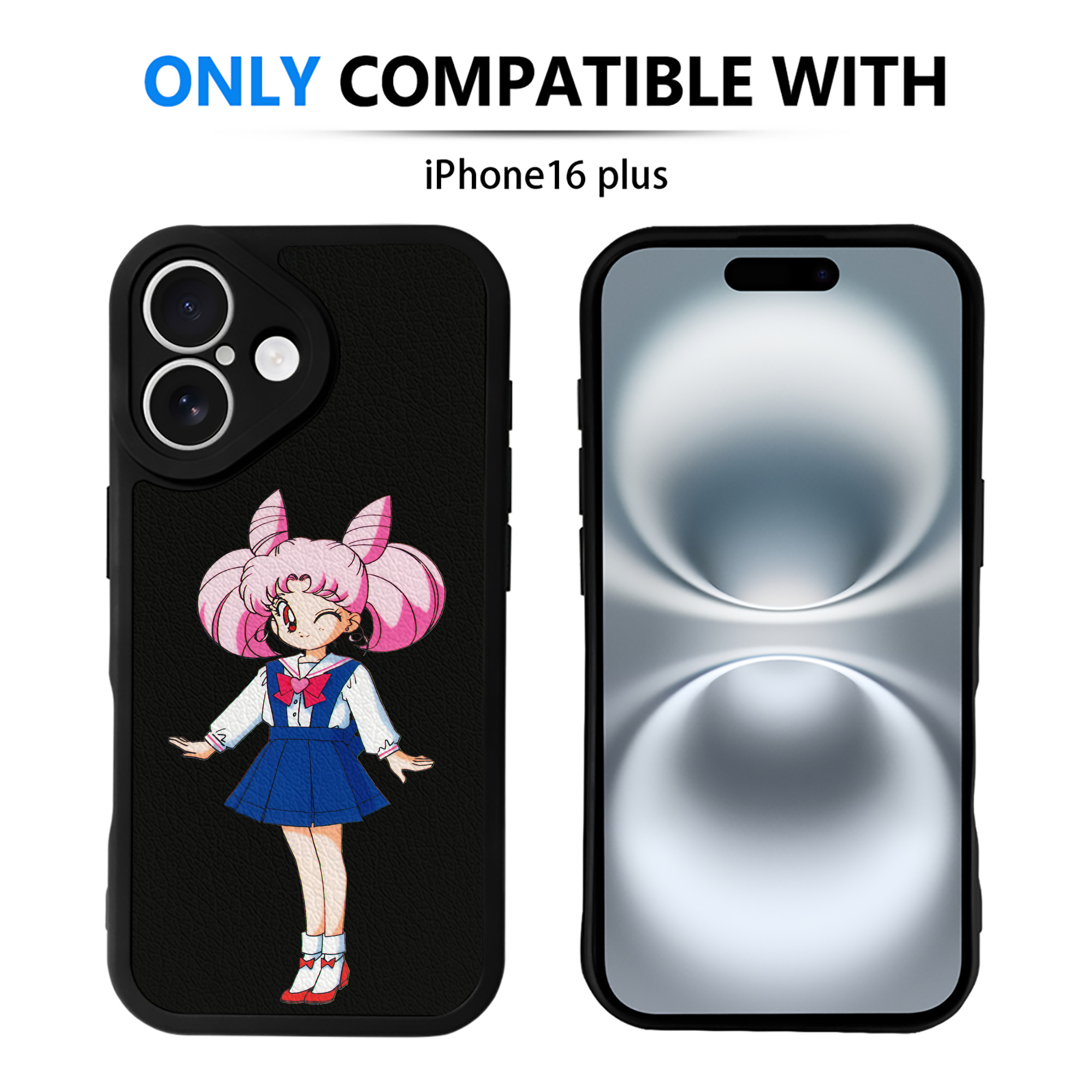 （画像用） 美少女戦士セーラームーン ちびうさ Sailor Moon Chibiusa Tsukino Usagi Small Lady Serenity 【iPhone 16シリーズ対応】シリコンスマホケース（レザー調） 材質：シリコン
